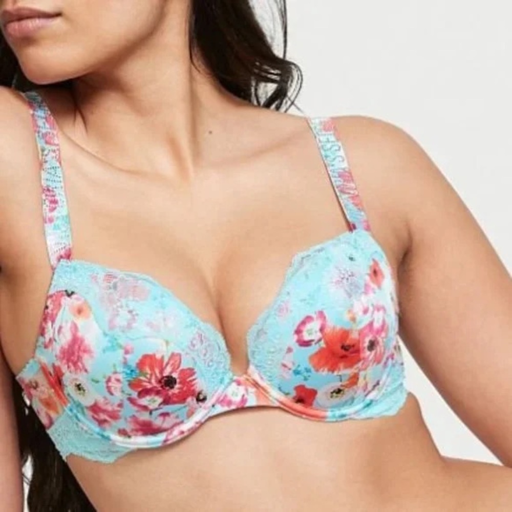 Victoria’s Secret Bombshell Plunge Floral Pushup Bra 34A